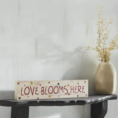 Vhc Brands Spring In Bloom Love Blooms Here Mdf Wall Sign 3x14x0.75 In Pink;purple;tan