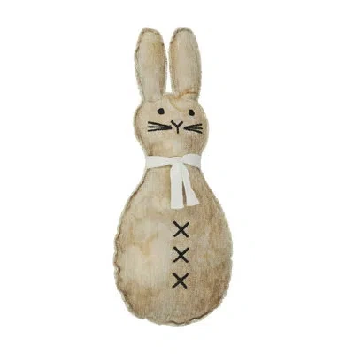 Vhc Brands Spring In Bloom Scarfed Primitive Bunny Pillow 12x5 In Black;brown;cream