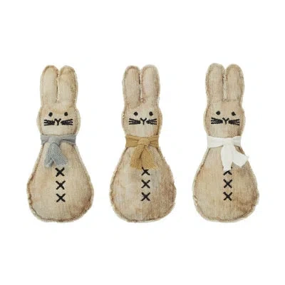 Vhc Brands Spring In Bloom Scarfed Primitive Bunny Pillow 6x2.5 Set Of 3 In Black;brown;cream