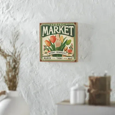 Vhc Brands Spring In Bloom Spring Market Flowers Sale Mdf Block Sign 8x8x1 In Green;pink;cream