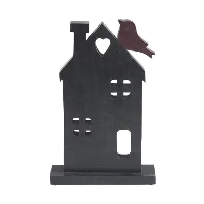 Vhc Brands Spring In Bloom Wooden Prim House W/ Bird On Roof 14x9x2 In Black;red