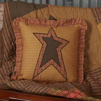 Vhc Brands Stratton Applique Star Cotton Throw Pillow In Black;red;tan