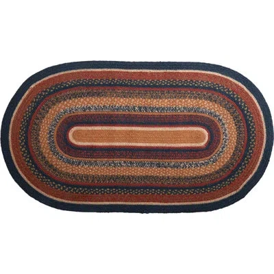 Vhc Brands Stratton Jute Rug Oval W/ Pad 27x48 In Brown,blue