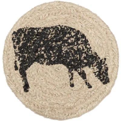 Vhc Brands Surikova Bleached Tabletop & Kitchen Cow Coaster In Ivory,asphalt