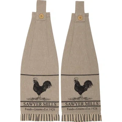 Vhc Brands Surikova Tabletop And Kitchen Button Loop Housewarming Kitchen Towel In Black;cream;tan