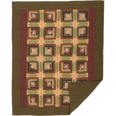 Vhc Brands Tea Cabin Cotton Throw In Green;red;tan