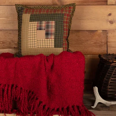 Vhc Brands Tea Cabin Patch Pillow 12x12 In Green;red;tan