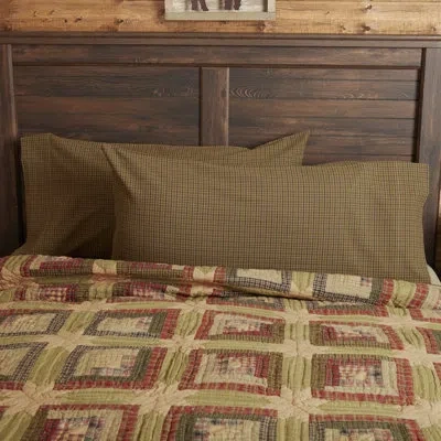Vhc Brands Tea Cabin Tea Cabin Plaid 100% Cotton Pillowcase In Blue;green;tan
