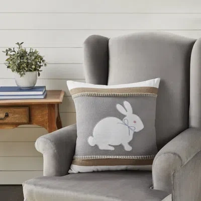 Vhc Brands Timeless Classics Appliqued Bunny Throw Pillow In Gray;cream;tan