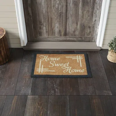 Vhc Brands Timeless Classics Home Sweet Home Charcoal Creme Coir Rug Rect 20x30 In Gray;cream;tan