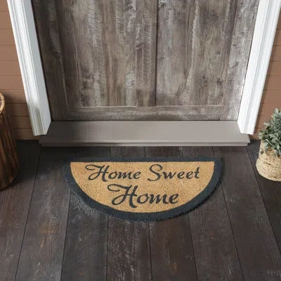 Vhc Brands Timeless Classics Home Sweet Home Coir Rug Half Circle 16.5x33 In Gray;tan