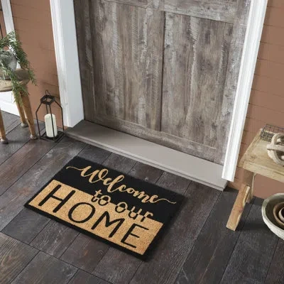 Vhc Brands Timeless Classics Welcome To Our Home Black Tan Coir Rug Rect In Black;tan