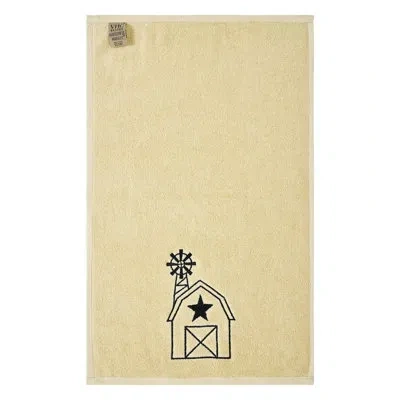 Vhc Brands Timeless Linens Black Barn W/ Mill Creme Hand Towel Set Of 2 16x26 In Black;cream