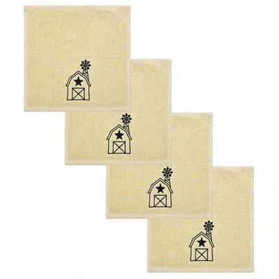 Vhc Brands Timeless Linens Black Barn W/ Mill Creme Washcloth Set Of 4 12x12 In Black;cream