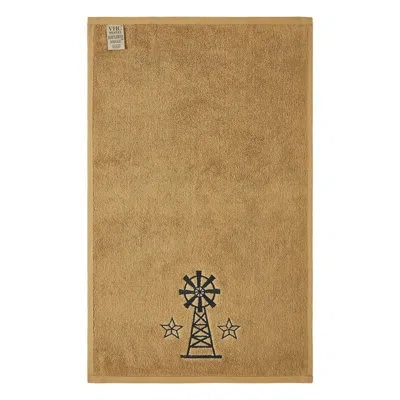 Vhc Brands Timeless Linens Black Windmill & Stars Tan Hand Towel Set Of 2 16x26 In Black;tan