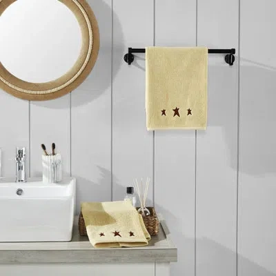Vhc Brands Timeless Linens Burgundy Prim Stars Creme Hand Towel Set Of 2 16x26 In Red,cream