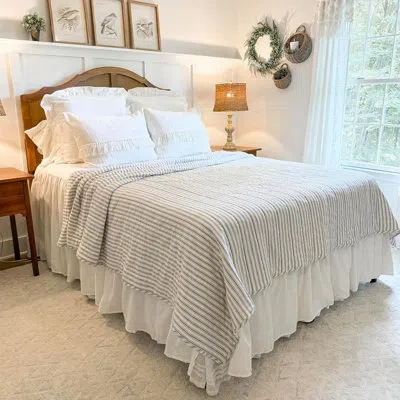 Vhc Brands Timeless Ticking Gray King Quilt