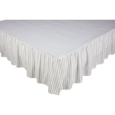 Vhc Brands Timeless Ticking Gray Ruffled King Bed Skirt 80lx78wx16