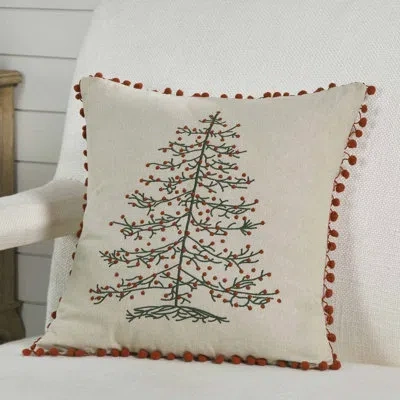 Vhc Brands Timeless Ticking Red Tree Pillow Cover 18lx18w In Tan