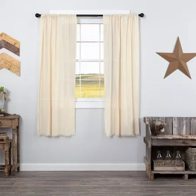 Vhc Brands Tobacco Cloth Rod Pocket Sheer Set Of 2 Curtain Panel In Neutral