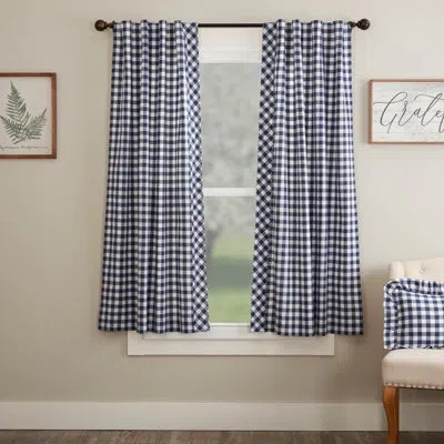 Vhc Brands Vintage Check Blue Short Panel Set Of 2