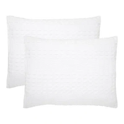 Vhc Brands Waffle Weave Natural Cotton Standard Sham Set Of 2 In White