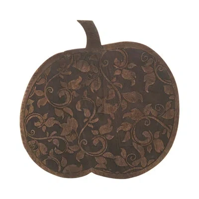 Vhc Brands Wash Wooden Carved Vine Pumpkin 14x14x1.5 In Brown