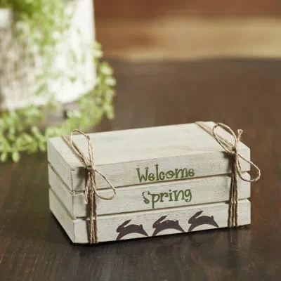 Vhc Brands Welcome Spring Faux Book Stack 2.5x6x4 In Brown;green;cream