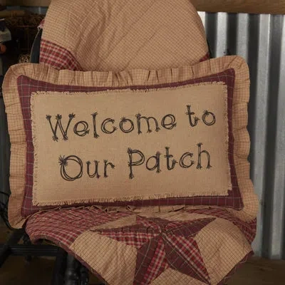 Vhc Brands Welcome To Our Patch Lumbar Pillow In Brown;red;tan