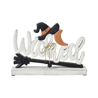 Vhc Brands Wicked Witch Wooden Table Sign 8x11.5x2 In Black,white,orange