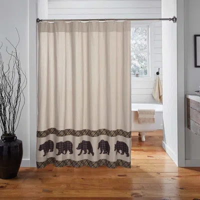Vhc Brands Wyatt 100% Cotton Single Shower Curtain In Brown;green;tan