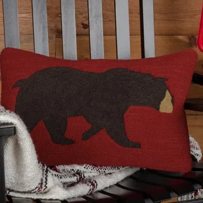 Vhc Brands Wyatt Bear Hooked Rectangular Pillow Cover & Insert In Brown;red;tan