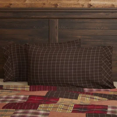 Vhc Brands Wyatt Plaid  136 Thread Count Plaid 100% Cotton Plaid Weave / Muslin Pillowcase In Brown;white