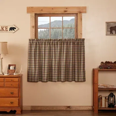 Vhc Brands Wyatt Plaid 2-pc. Rod Pocket Window Tier In Sand