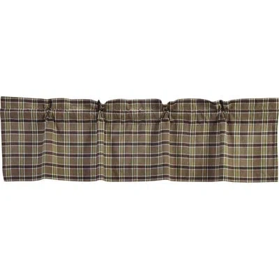 Vhc Brands Wyatt Plaid Cotton Tailored Window Valance In Khaki/raven/moss Green In Black;green;tan