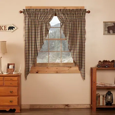 Vhc Brands Wyatt Plaid Prairie Rod Pocket Light-filtering Set Of 2 Curtain Panel In Sand
