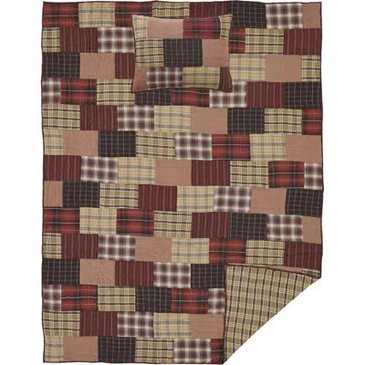 Vhc Brands Wyatt Reversible Quilt Set In Brown;red;tan