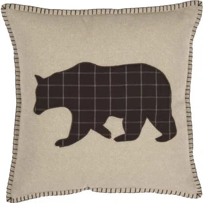 Vhc Brands Wyatt Square Cotton Pillow Cover & Insert In Brown;tan