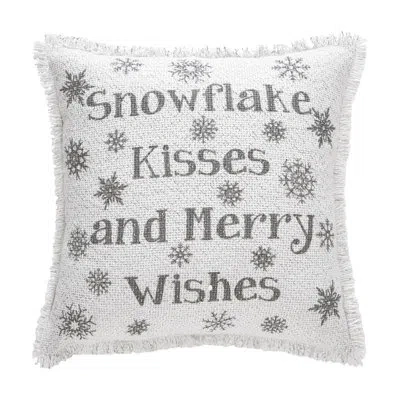 Vhc Brands Yuletide Burlap Fringed 95% Cotton / 5% Metallic Thread Shell, Polyester Lining, Polyester Pillow Fi In Antique White