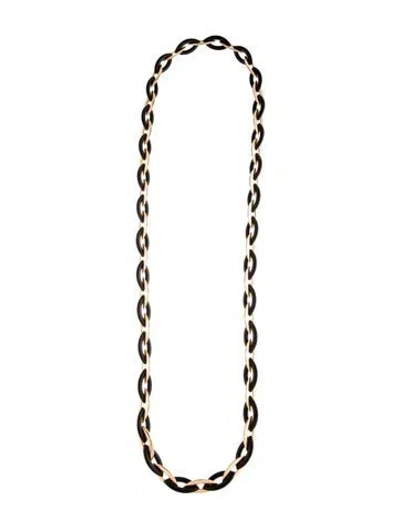 Pre-owned Vhernier 18k Wood Doppio Senso Chain Necklace, 36.25" In Black
