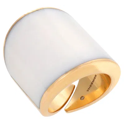Pre-owned Vhernier Cacholong 18k Rose Gold Vague Ring In Red