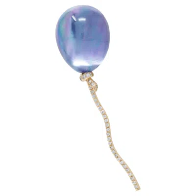 Pre-owned Vhernier Diamond Quartz Amethyst Mother-of-pearl 18k Balloon Palloncino Brooch In Purple