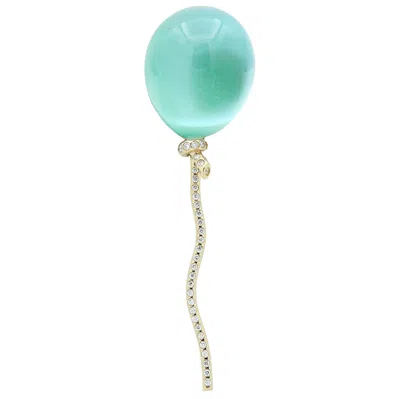Pre-owned Vhernier Diamond Quartz Mother-of-pearl 18k Gold Balloon Palloncino Brooch In Multi