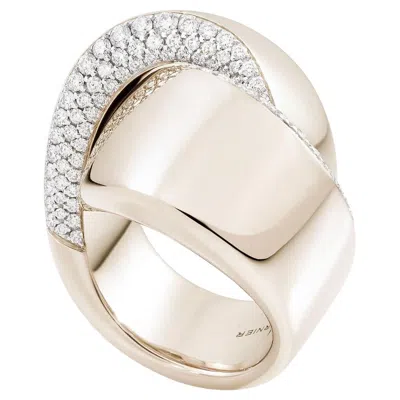 Pre-owned Vhernier Eclisse 18k Gold Ring With Pavé Diamonds In Multi