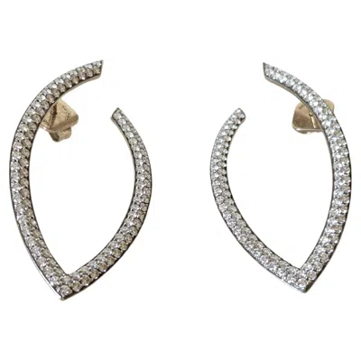 Pre-owned Vhernier Eclisse Black Jet 18k Gold And Diamonds Clip Earrings