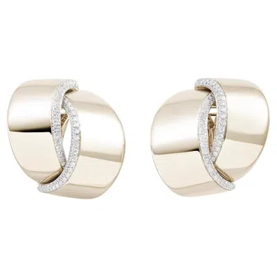 Pre-owned Vhernier Eclisse Black Jet 18k Gold And Diamonds Clip Earrings