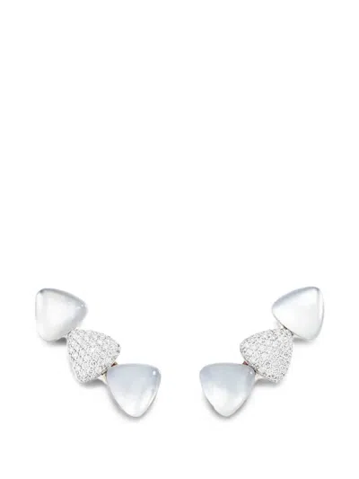 Vhernier Freccia Diamond And Pearl Earrings In Silver