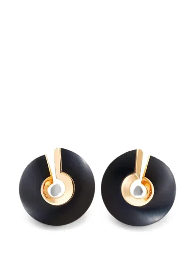 Vhernier Midi Verso Clip Earrings In Black