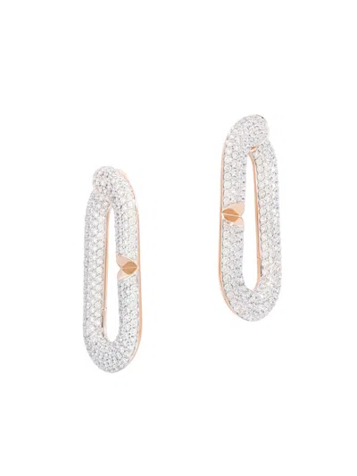 Vhernier Women's Mon Jeu 18k Rose Gold & 4.90 Tcw Diamond Oval Hoop Earrings In Gray