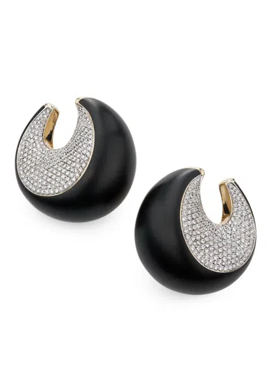 Vhernier Women's Pirouette 18k Yellow Gold, Jet & 2.15 Tcw Diamond Clip-on Earrings In Black